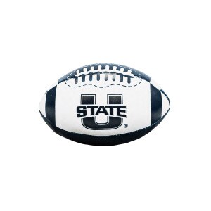 A small football with the Utah State logo.